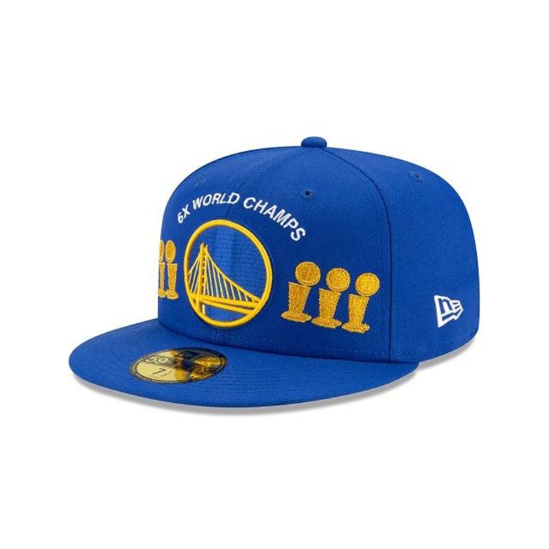 NBA Golden State Warriors Championship Trophy 59Fifty Fitted (BZM0573) - Blue New Era Caps